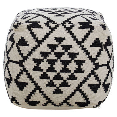 Square Black and White Patterned Pouffe