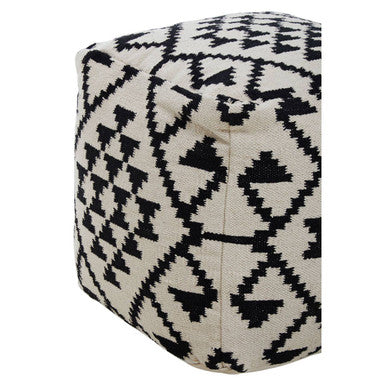 Square Black and White Patterned Pouffe