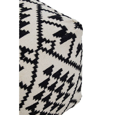 Square Black and White Patterned Pouffe