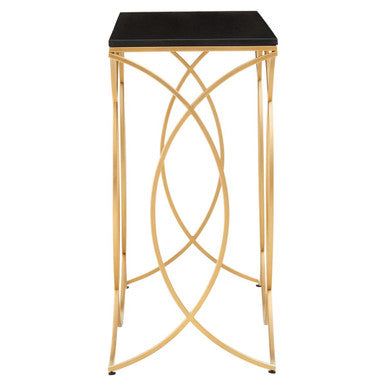 Black Marble Top Console Table with Curved Gold Frame