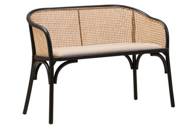 Cebu Natural and Black Cane Woven Bench