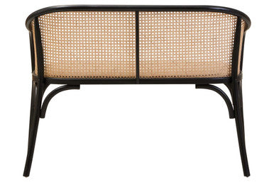 Cebu Natural and Black Cane Woven Bench