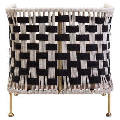 Satna Black and White Metal Curved Back Accent Chair