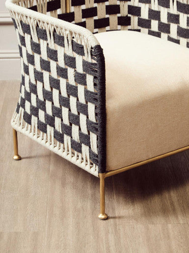 Satna Black and White Metal Curved Back Accent Chair