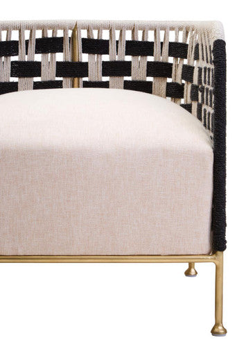 Satna Black and White Metal Curved Back Accent Chair