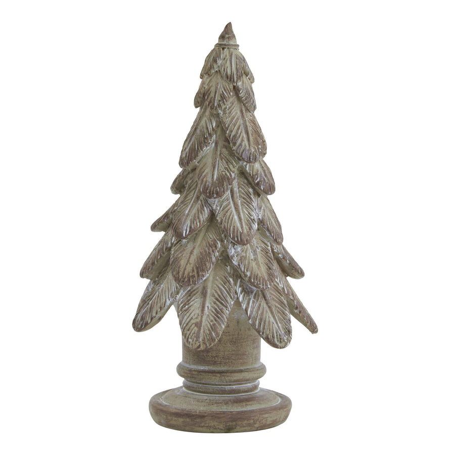 Handcrafted resin evergreen sculpture with lifelike snow-dusted branches, natural brown, 11cm winter woodland decor by Sostter at brixbailey.com