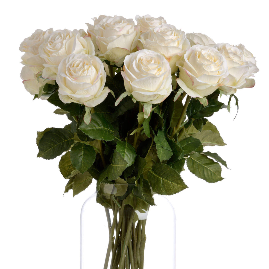 Lifelike white artificial rose stem with realistic petals, perfect for home decor or bouquets, 71 cm tall. by Sostter at brixbailey.com