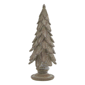 Handcrafted resin spruce sculpture in natural brown tones, 16cm tall with realistic textured branches for organic modern dÃ©cor. by Sostter at brixbailey.com