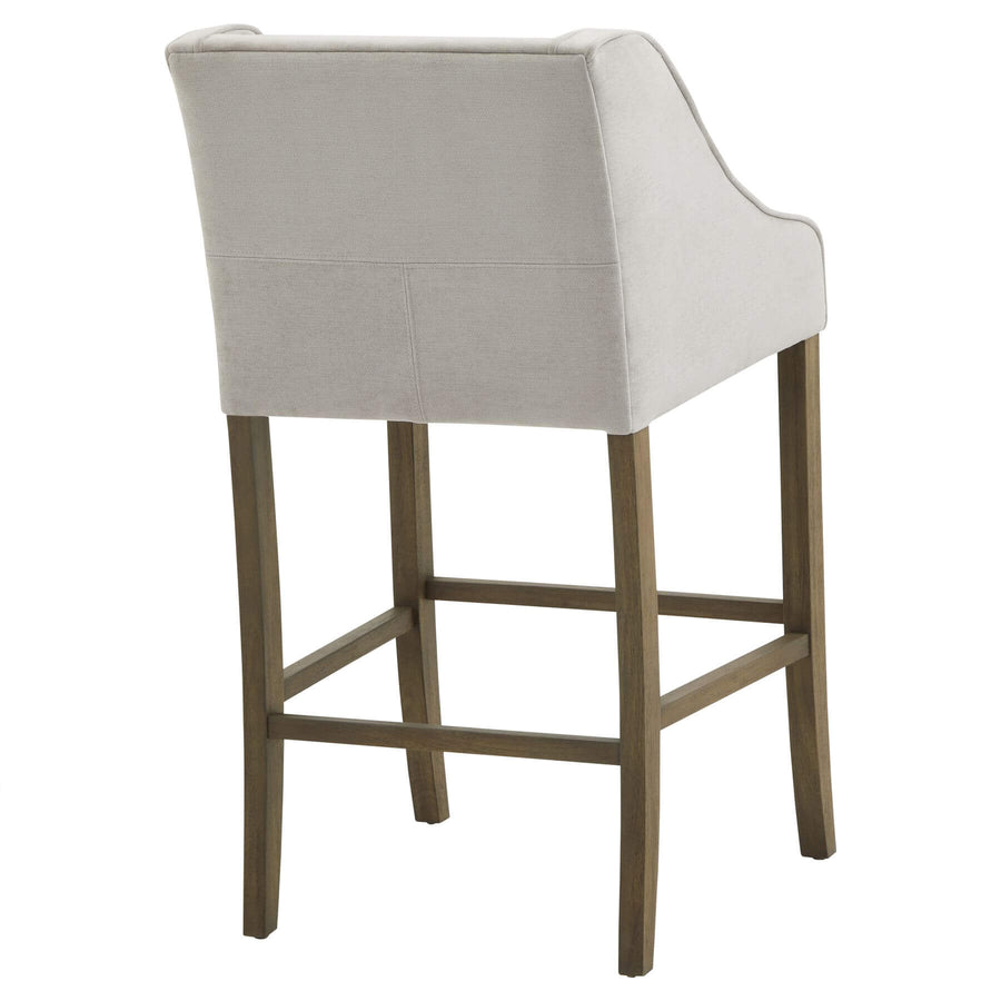 Epsom grey barstool with rubberwood frame and luxury upholstery, elegant piping, modern home decor by Sostter at brixbailey.com