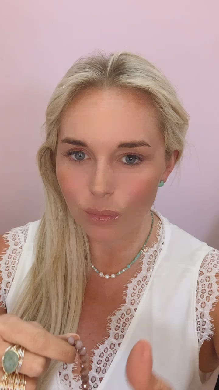 Taupe and Purple Crystal Beaded Necklace