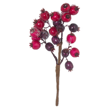 Handcrafted glossy red winter berry stems for holiday decor, hyper-realistic plastic clusters with luminous sheen. by Sostter at brixbailey.com
