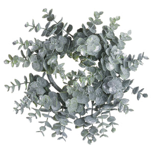 Frosted eucalyptus wreath with sparkling foliage, doubles as candleholder, 28cm circular home decor. by sostter at brixbailey.com