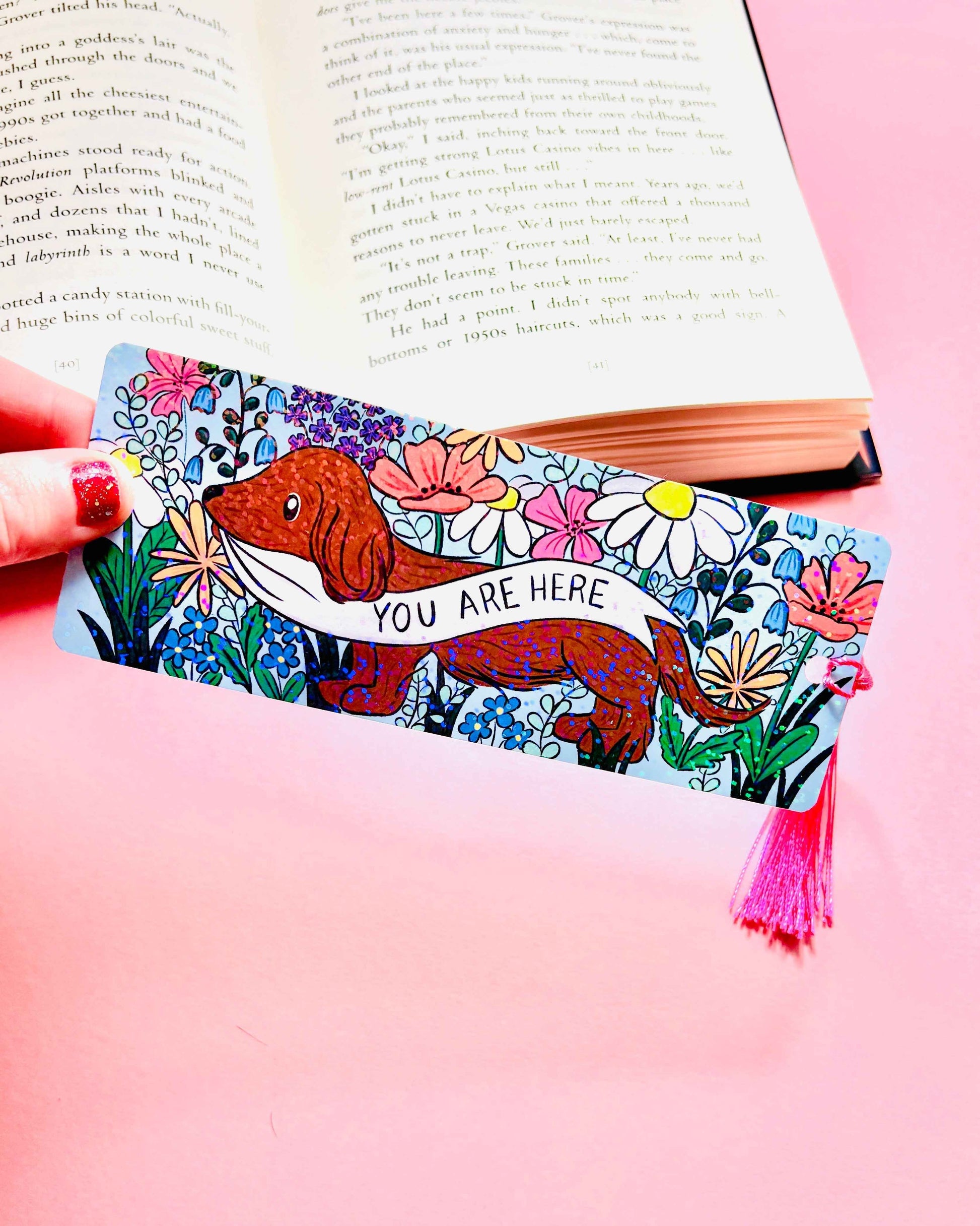 Cute Daschund Holographic Bookmark