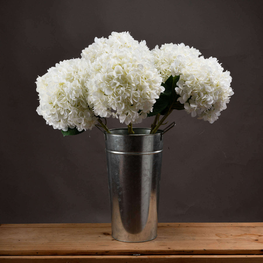 Oversized white artificial hydrangea with lifelike blooms, perfect for home decor by Sostter at brixbailey.com