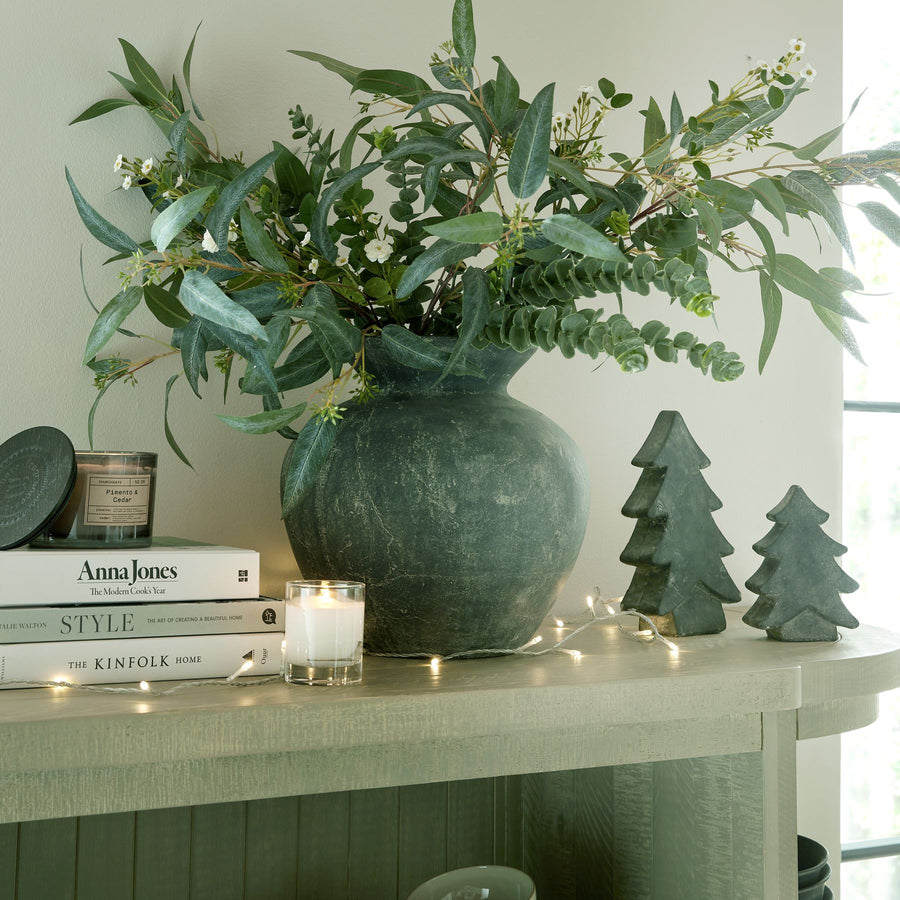 Embrace the Serene Charm of a Petite Grey Decorative Tree - Modern Winter Decor for Stylish Holiday Accents by Hill Interiors at www.brixbailey.com