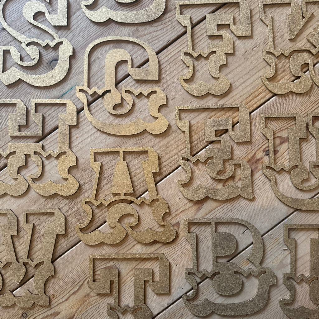 A-Z Rustic 5" or 12" Gold Metal Carnival Letters.