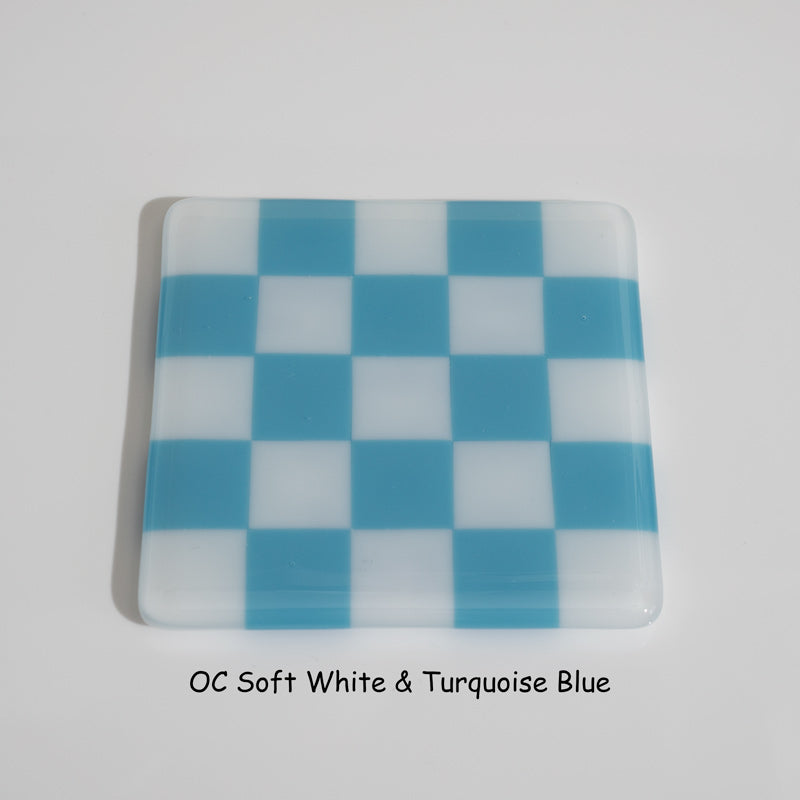 10cm Chequered Soft White/Colour Coaster - Oceanside Collection