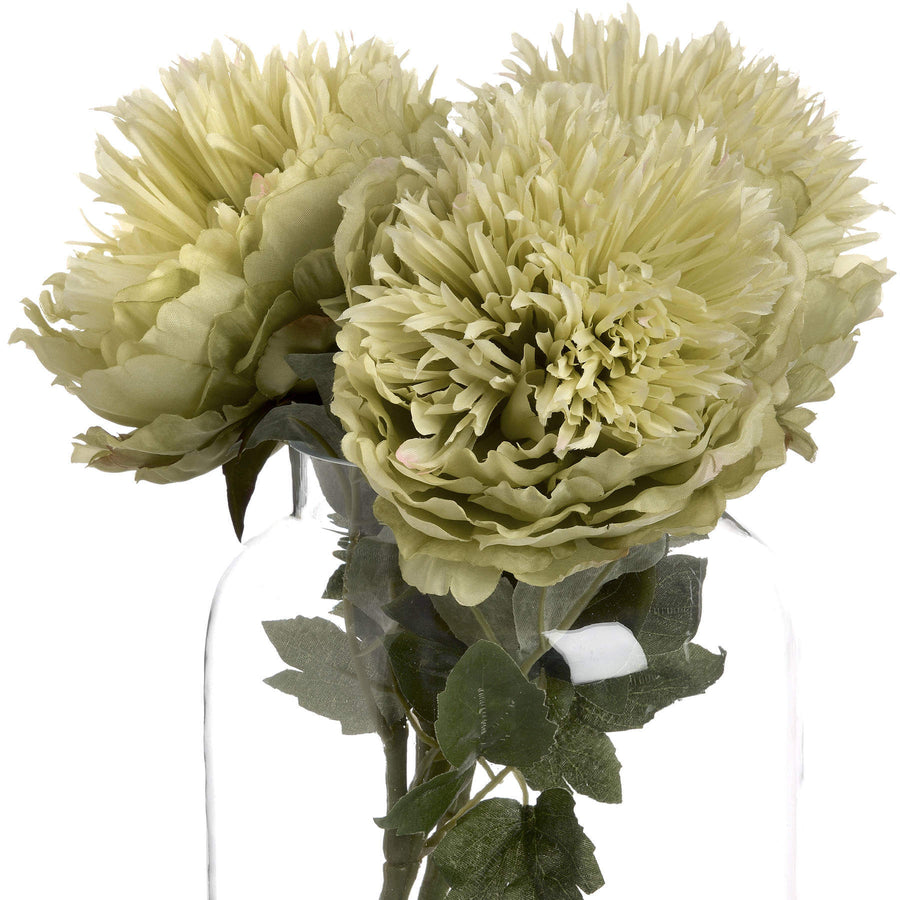 Lifelike green peony artificial stem with 50+ sage petals, perfect for farmhouse or modern decor, 43cm tall by Sostter at brixbailey.com