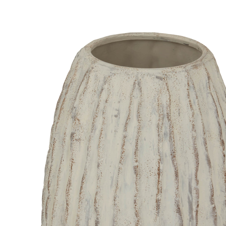 Lorenza Large Fin Vase - white ceramic geometric vase with sculptural fins, 49cm tall, modern home decor centerpiece by Sostter at brixbailey.com