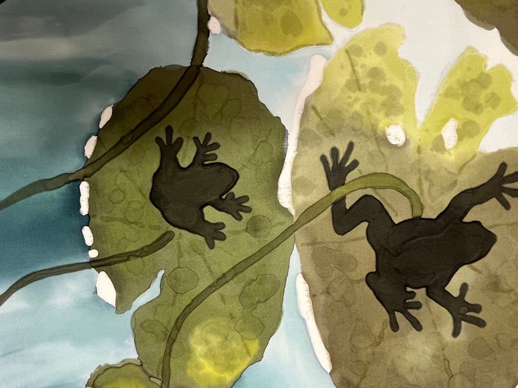 “Pond Life (large)” - Hand-dyed Silk Wall Hanging  - $500
