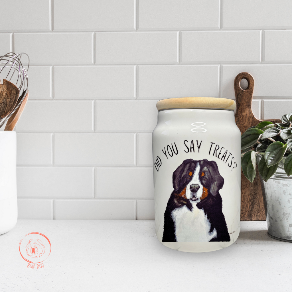 Bernese Mountain Dog Ceramic Treat Jar – Keep the Treats Safe!
