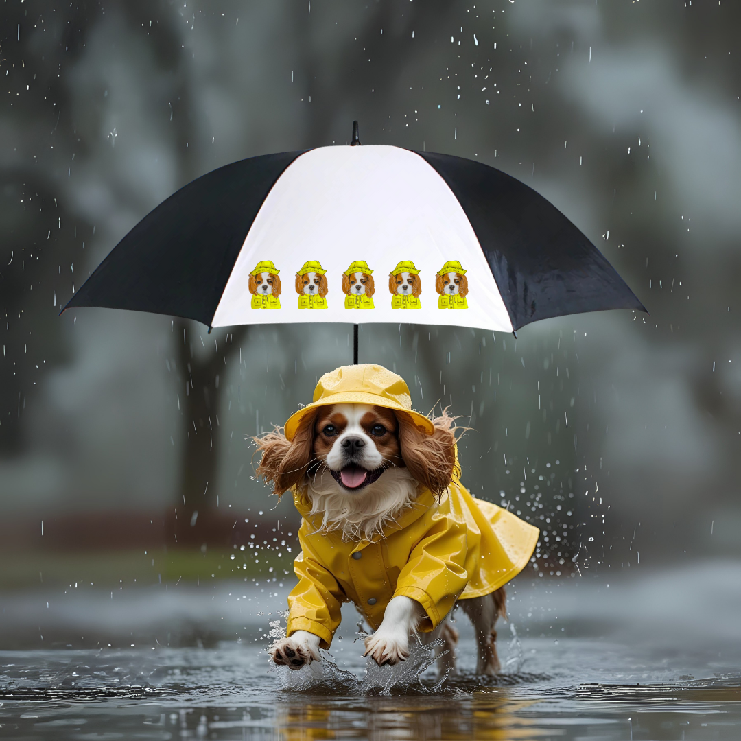 Reign or Shine: Cavalier King Charles Spaniel Golf Umbrella with Royal Attitude
