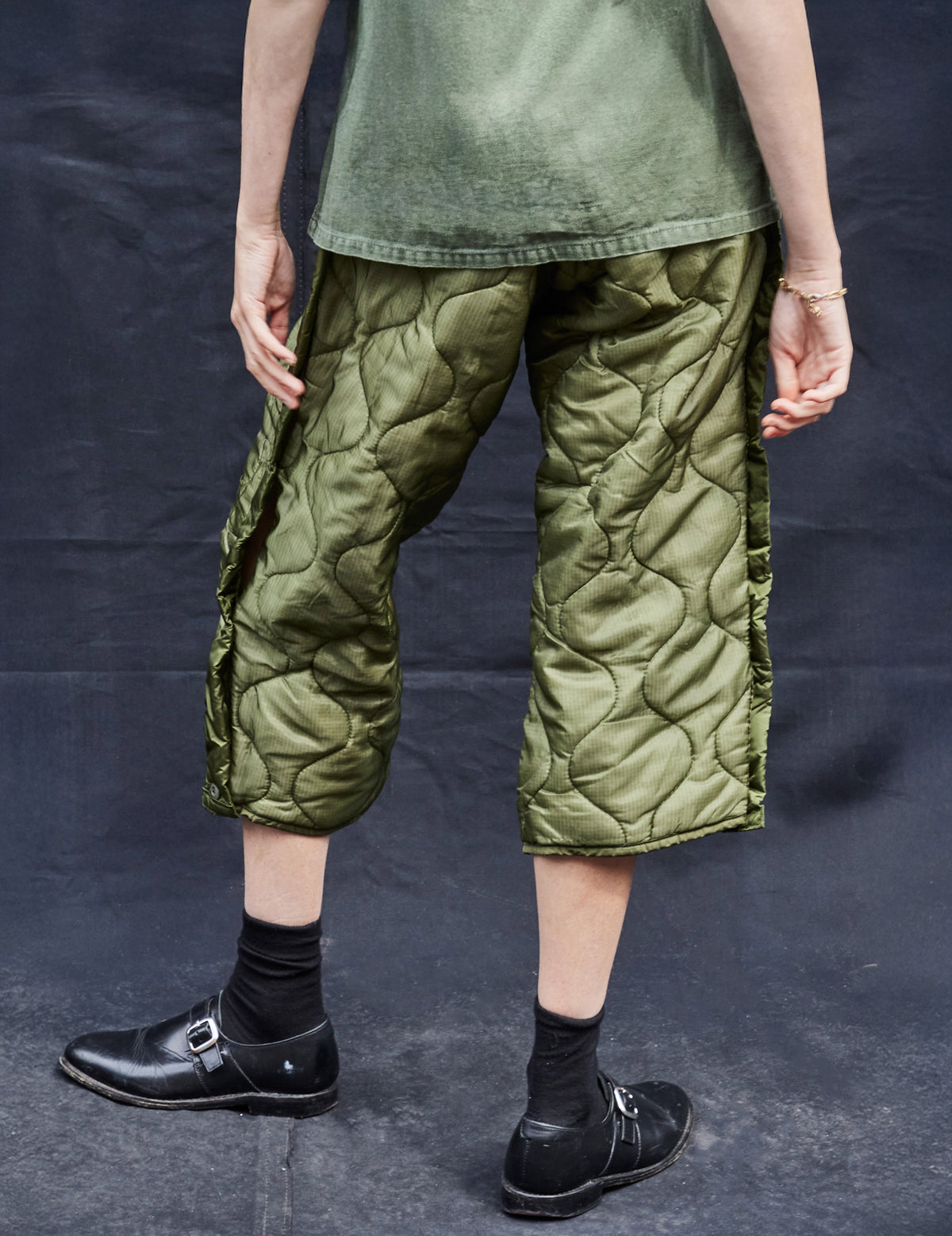 Button Quilted Cropped Trousers