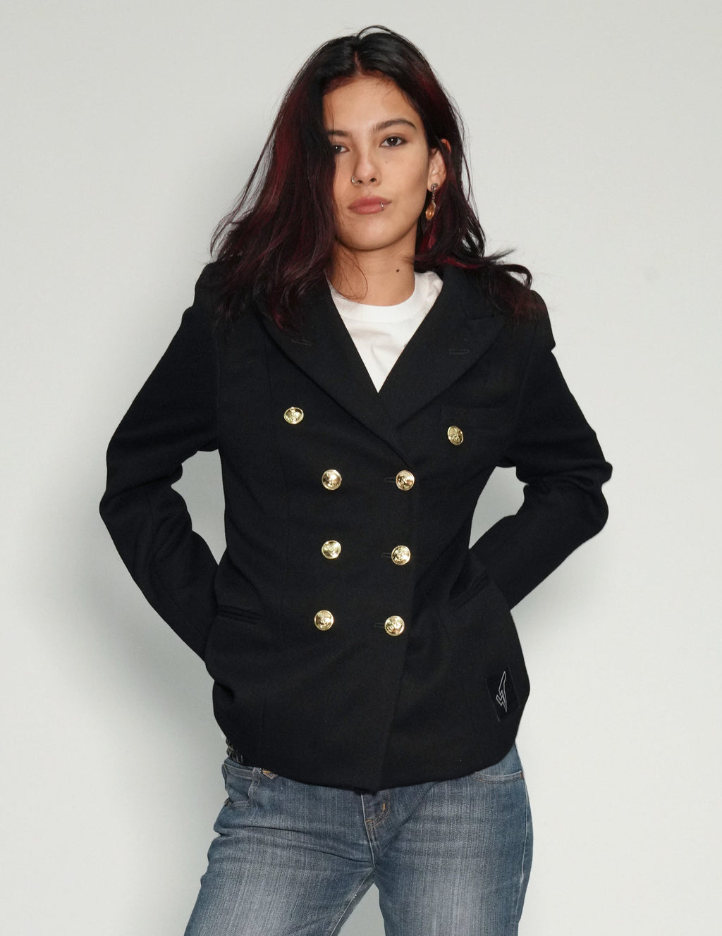 Vintage Double Breasted Blazer in Black