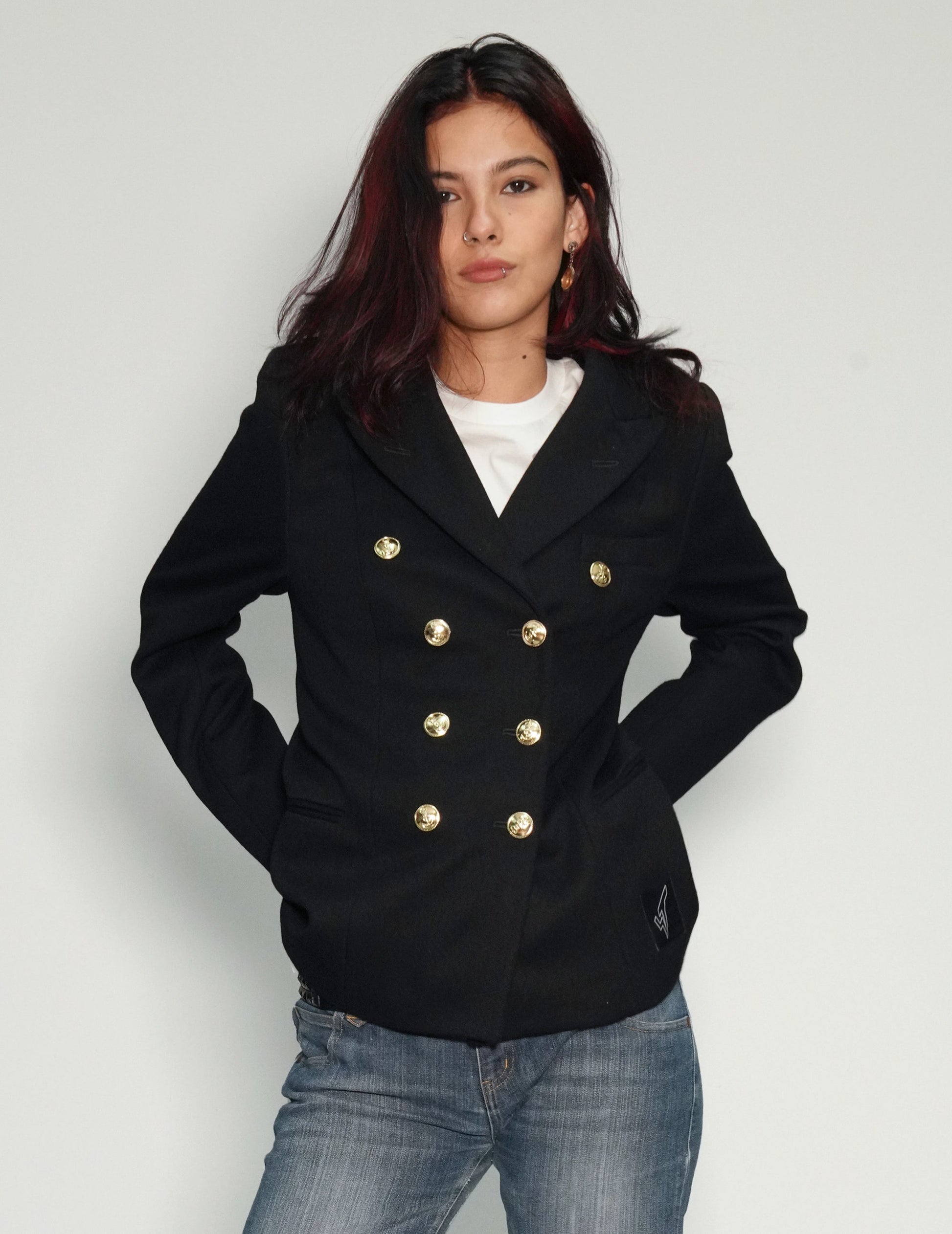 Vintage Double Breasted Blazer in Black