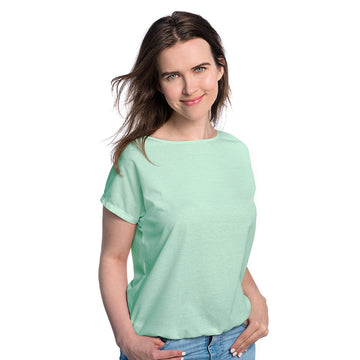 Mint Green Tan-Through Spacious T-Shirt - Comfort & UV Protection Designed in Estonia by Smarttan at www.brixbailey.com