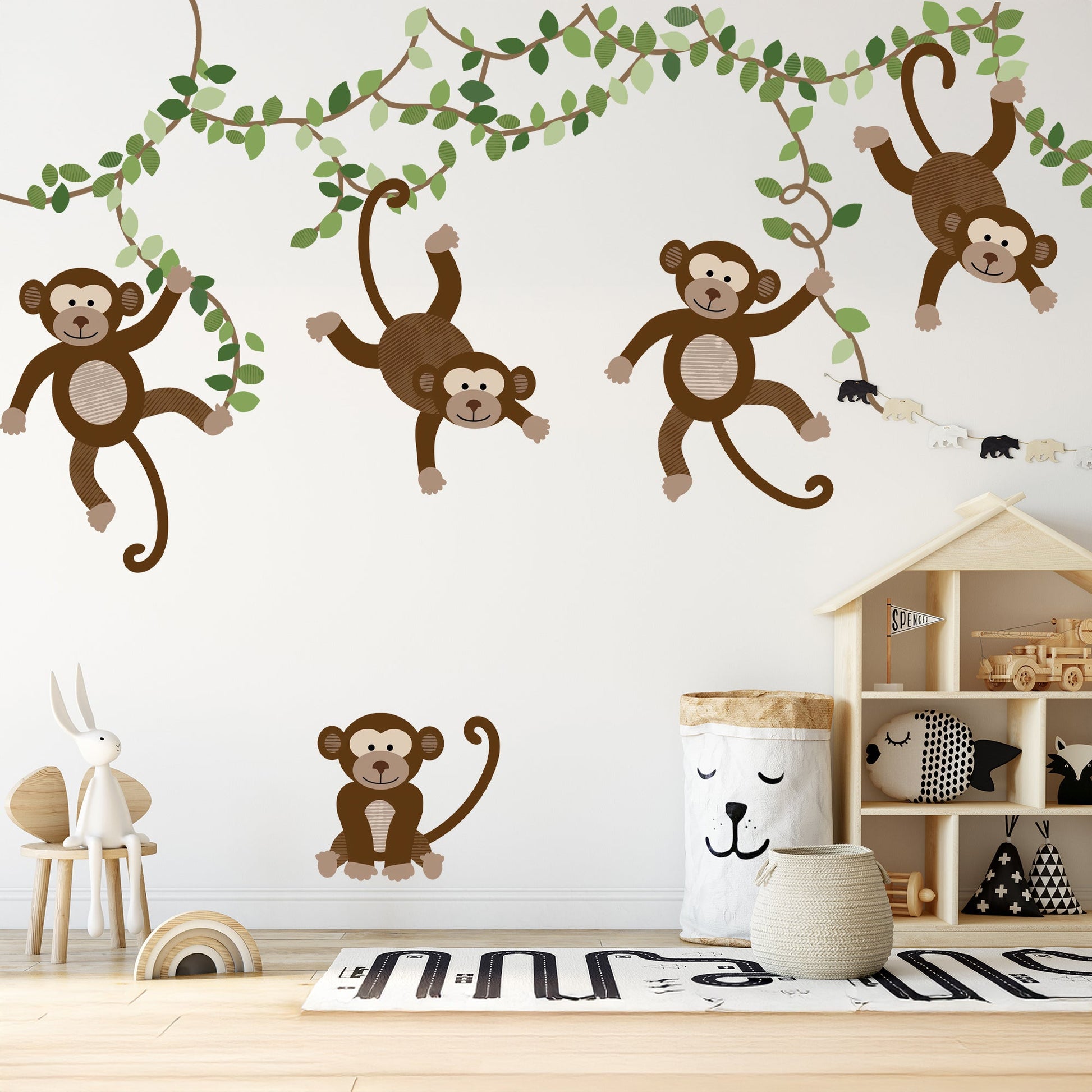 Extra Monkeys, Vines & Leaves -  Repositionable Wall Decals Add-on Set