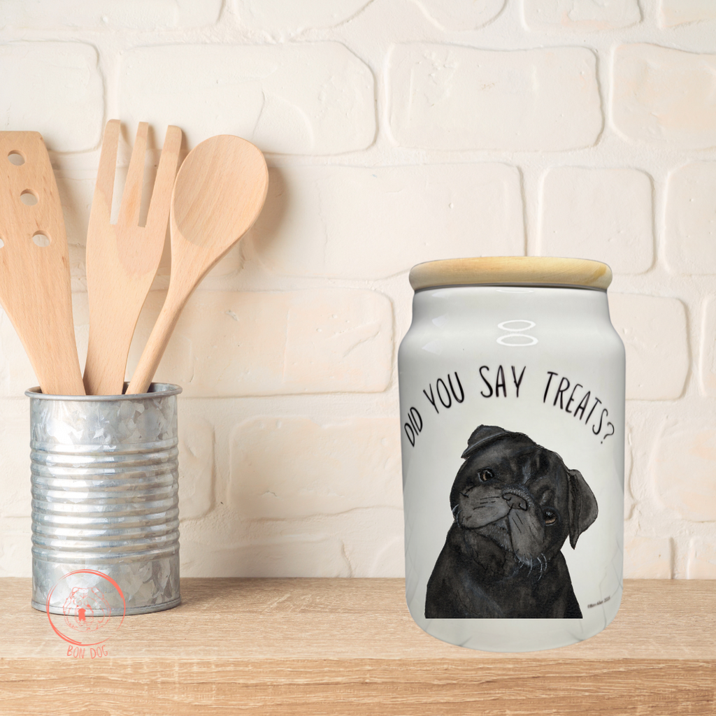 The Pug’s Treasure Chest: A Ceramic Treat Jar for Your Snorty Potato!