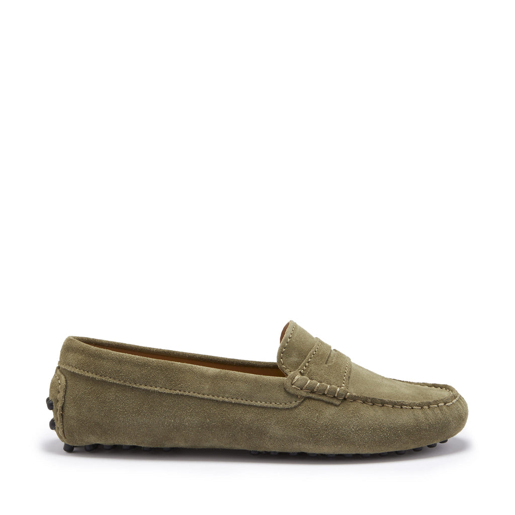 Women's Penny Driving Loafers in Truffle Suede