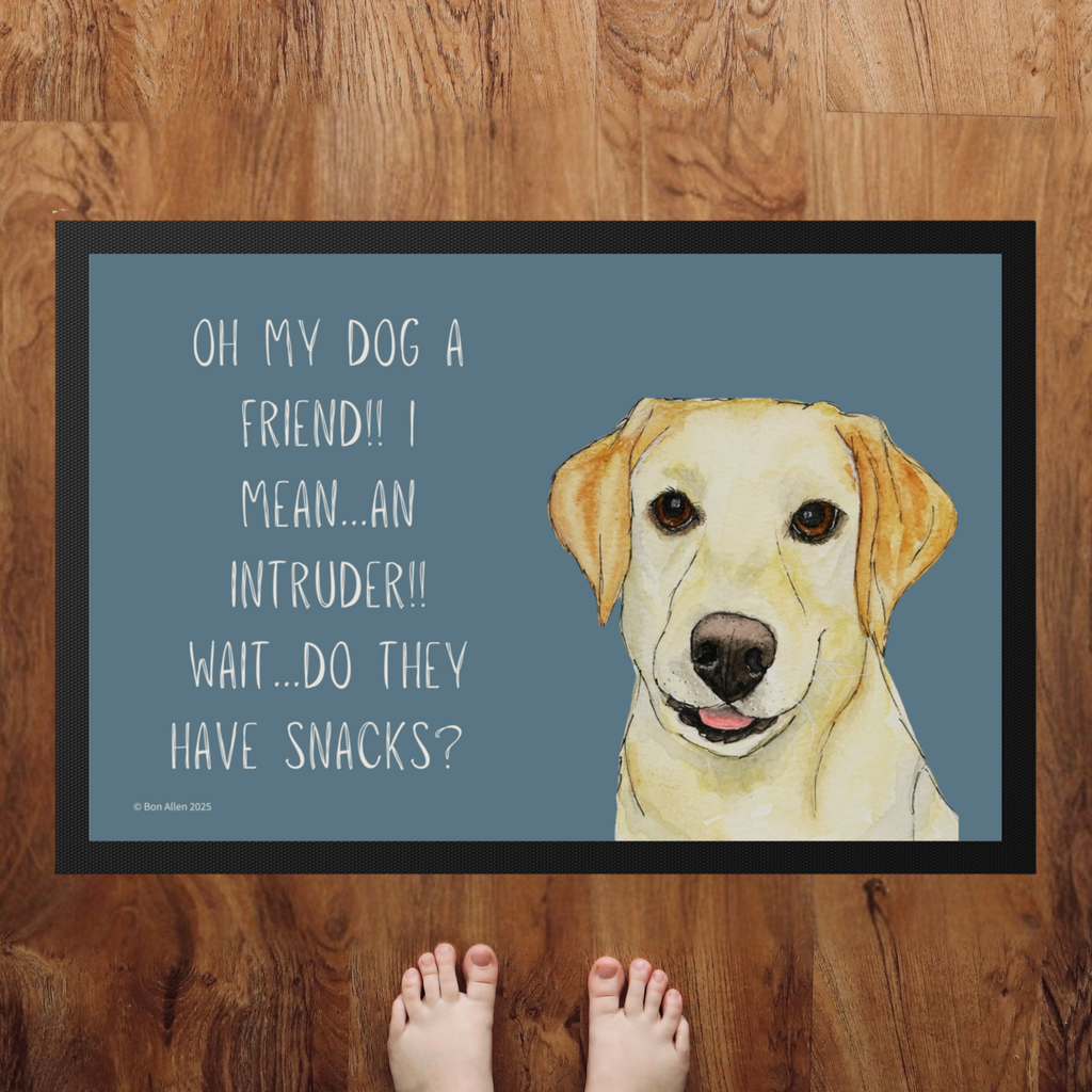 Yellow Labrador Welcome Mat – Is It a Friend, Intruder… or Snack Delivery?!