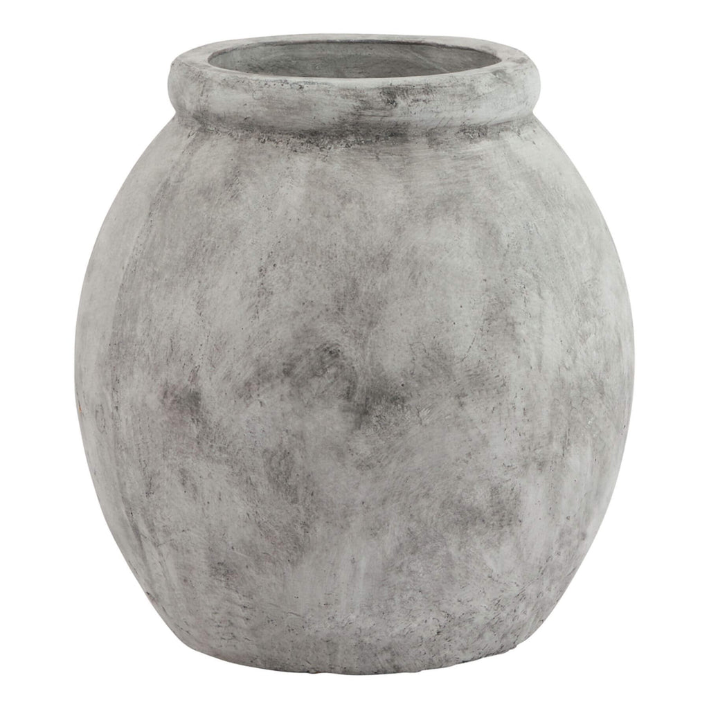 White ceramic jar-shaped planter with clean lines, subtle rim detailing, and Mediterranean-inspired design, 31 cm tall.by Sostter at brixbailey.com