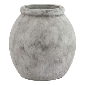 White ceramic jar-shaped planter with clean lines, subtle rim detailing, and Mediterranean-inspired design, 31 cm tall.by Sostter at brixbailey.com