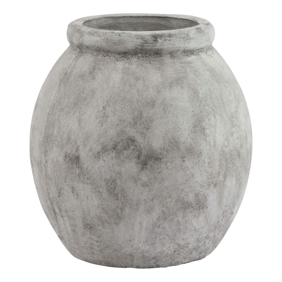 White ceramic jar-shaped planter with clean lines, subtle rim detailing, and Mediterranean-inspired design, 31 cm tall.by Sostter at brixbailey.com