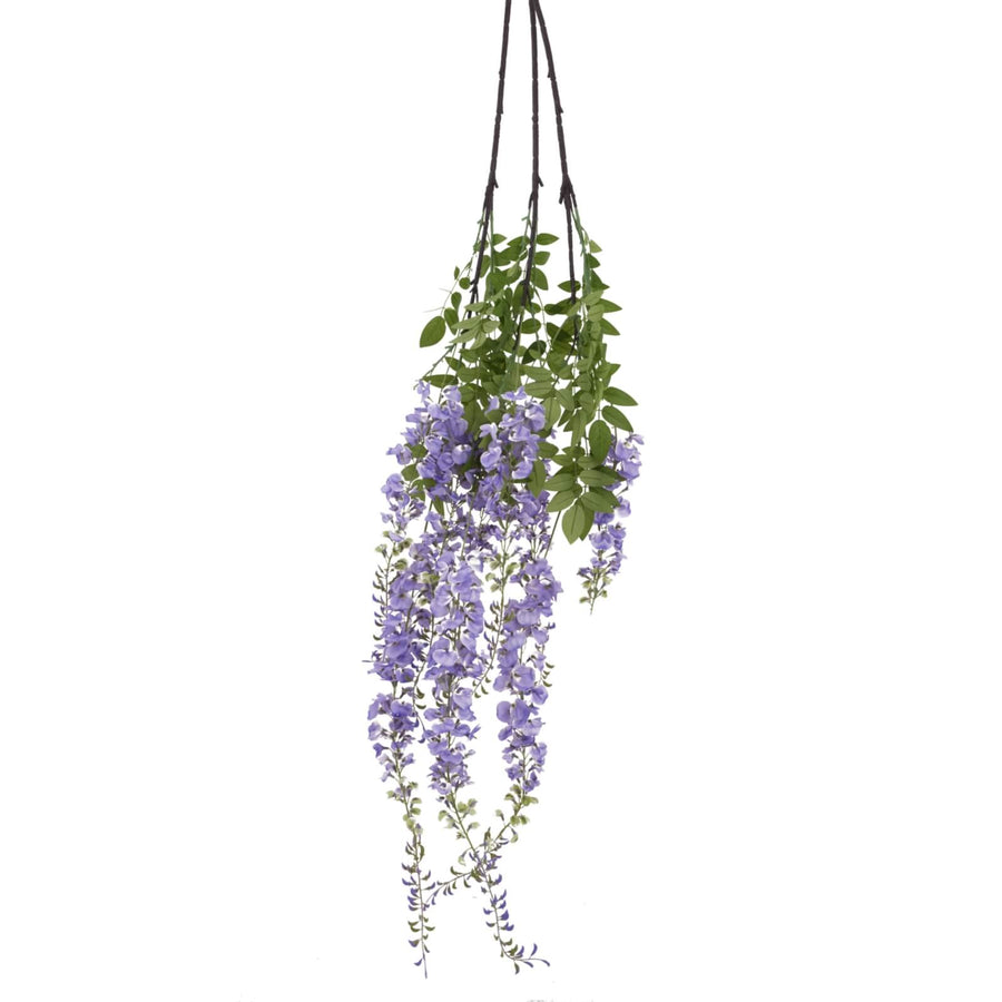 180cm artificial wisteria spray with deep purple blooms and green accents, ultra-realistic home decor  by Sostter at brixbailey.com