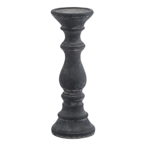 Grey ceramic architectural column candle holder, 30cm tall with matte finish for elegant home decor by sostter at brixbailey.com