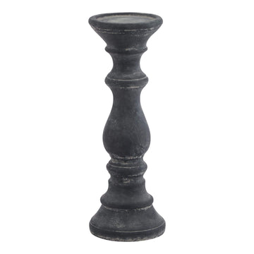 Grey ceramic architectural column candle holder, 30cm tall with matte finish for elegant home decor by Hill Interiors at brixbailey.com