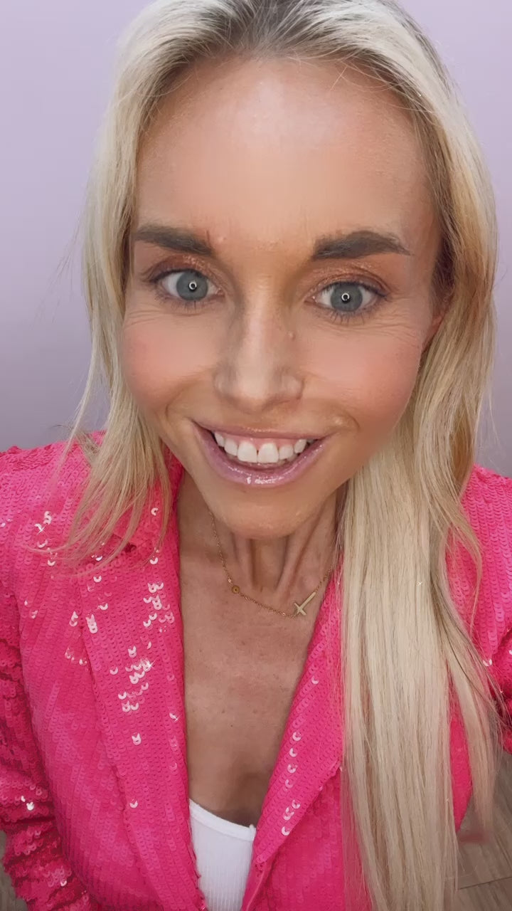 Crystal and Cross Simple Chain Necklace in Gold