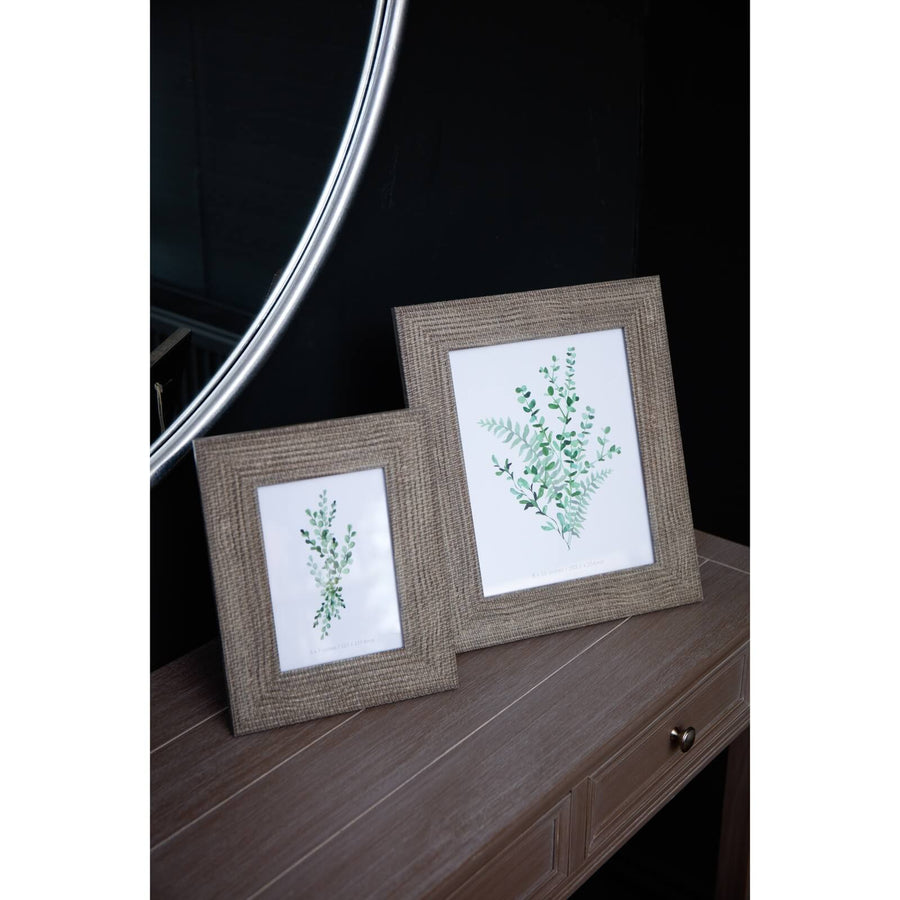 Handwoven grey-washed wood photo frame for 4x6 pictures, rustic modern home decor with artisanal texture by Sostter at brixbailey.com