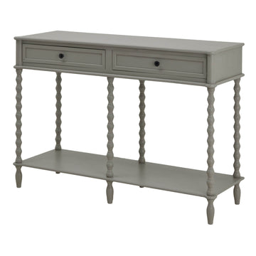 Grey Camden console table with two drawers, modern British design, premium wood construction, 120cm wide by Sostter at brixbailey.com