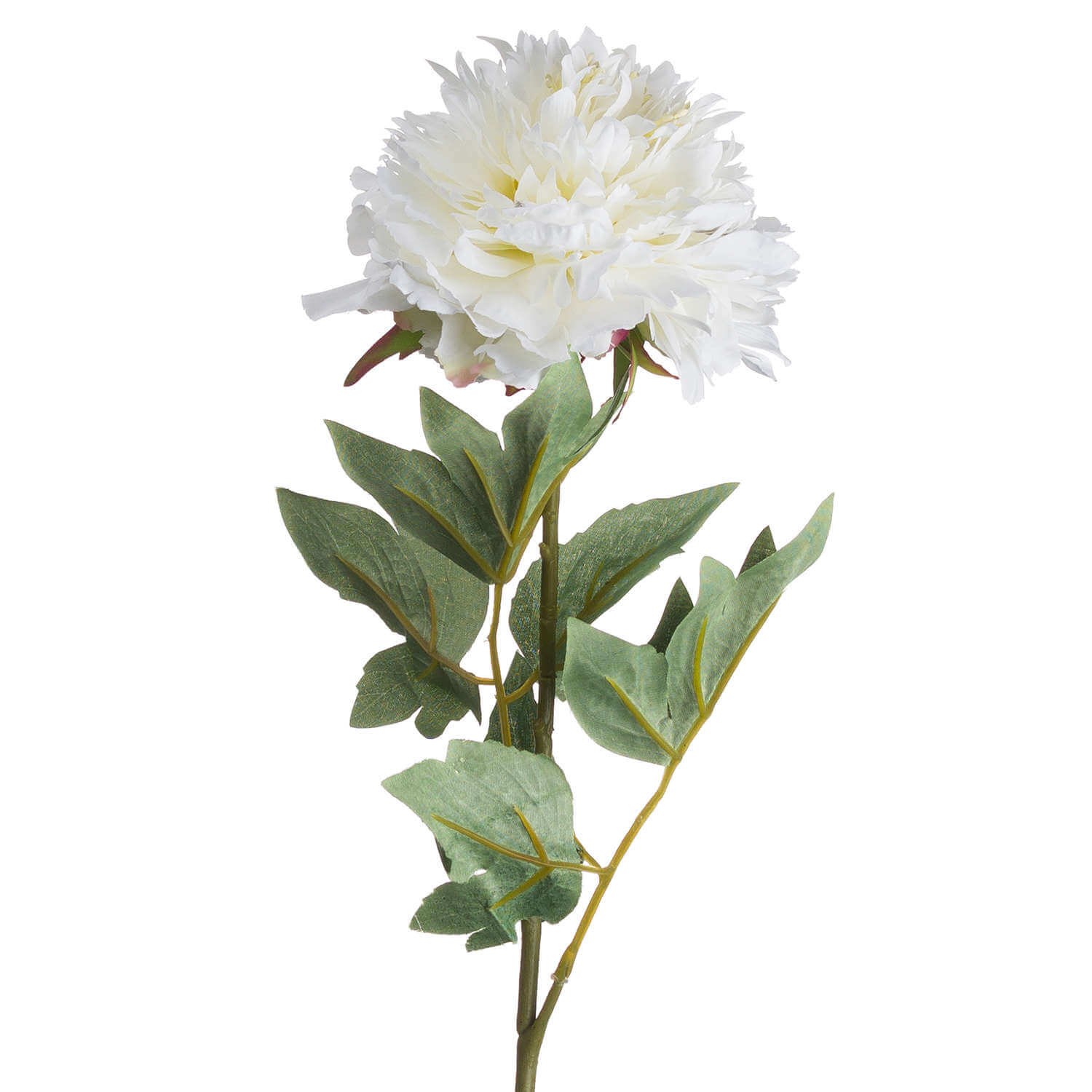 Handcrafted white artificial peony with realistic layered petals and natural tonal variations by Sostter at brixbailey.com