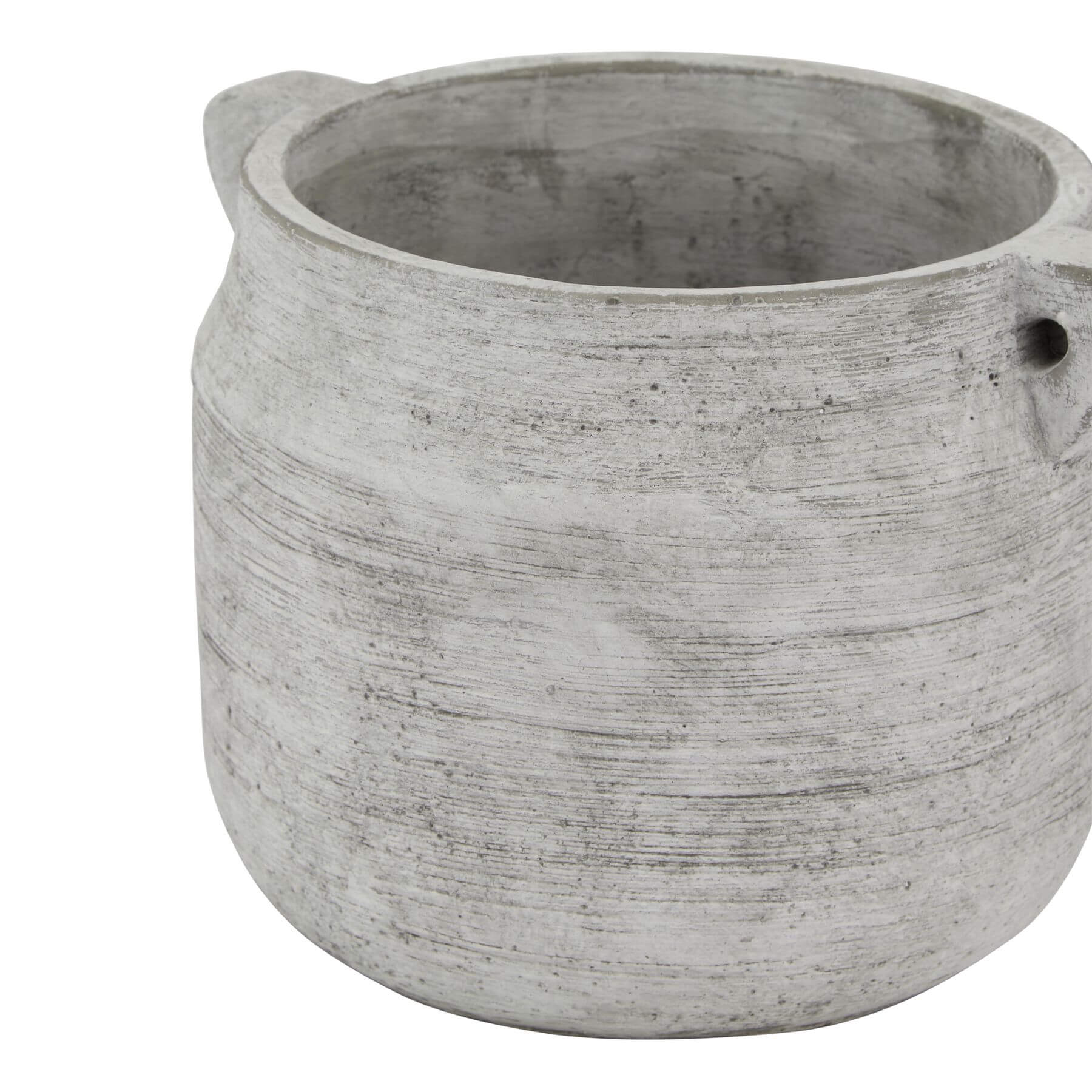 White ceramic stone hydria vessel with weathered finish, Mediterranean-style decorative amphora for floral arrangements by Sostter at brixbailey.com