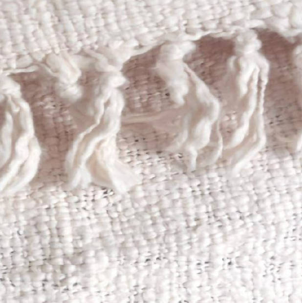 Textured Oxford Throw Blanket in Cream