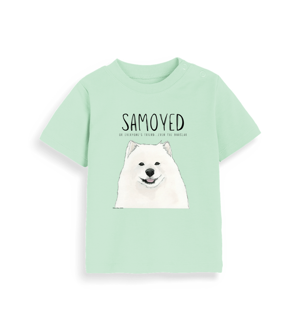 Samoyed Baby T-Shirt: Everyone’s Friend, Even the Burglar