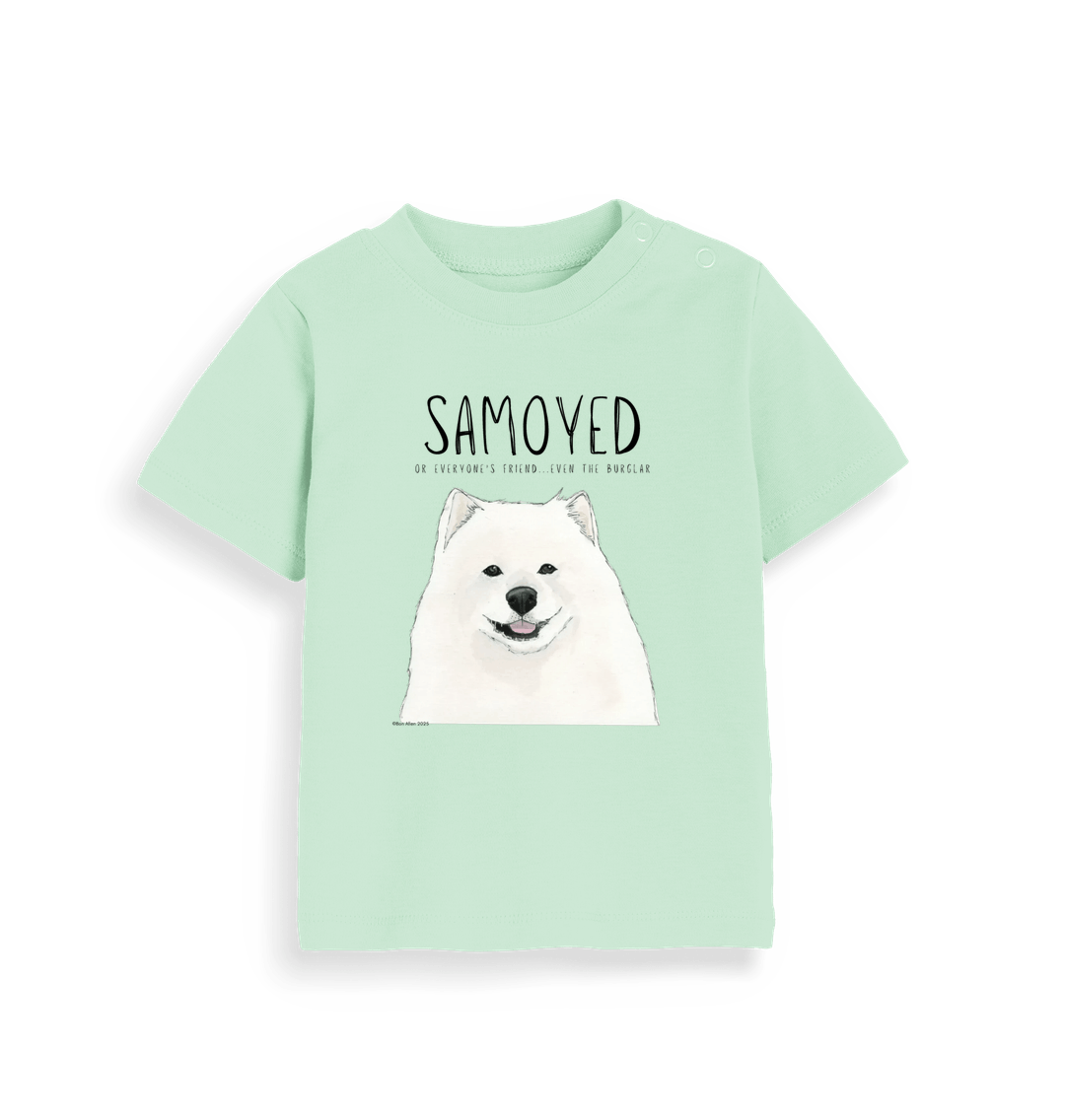 Samoyed Baby T-Shirt: Everyone’s Friend, Even the Burglar