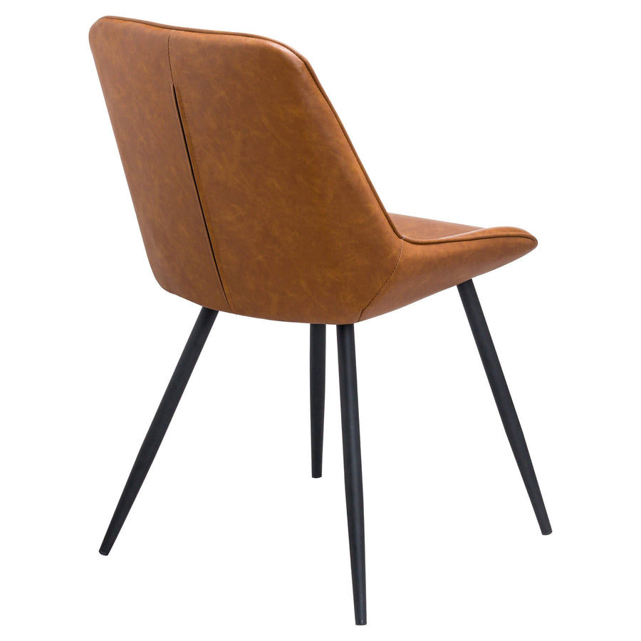 Scandinavian dining chair with diamond-stitched tan upholstery and metal frame by Sostter at brixbailey.com