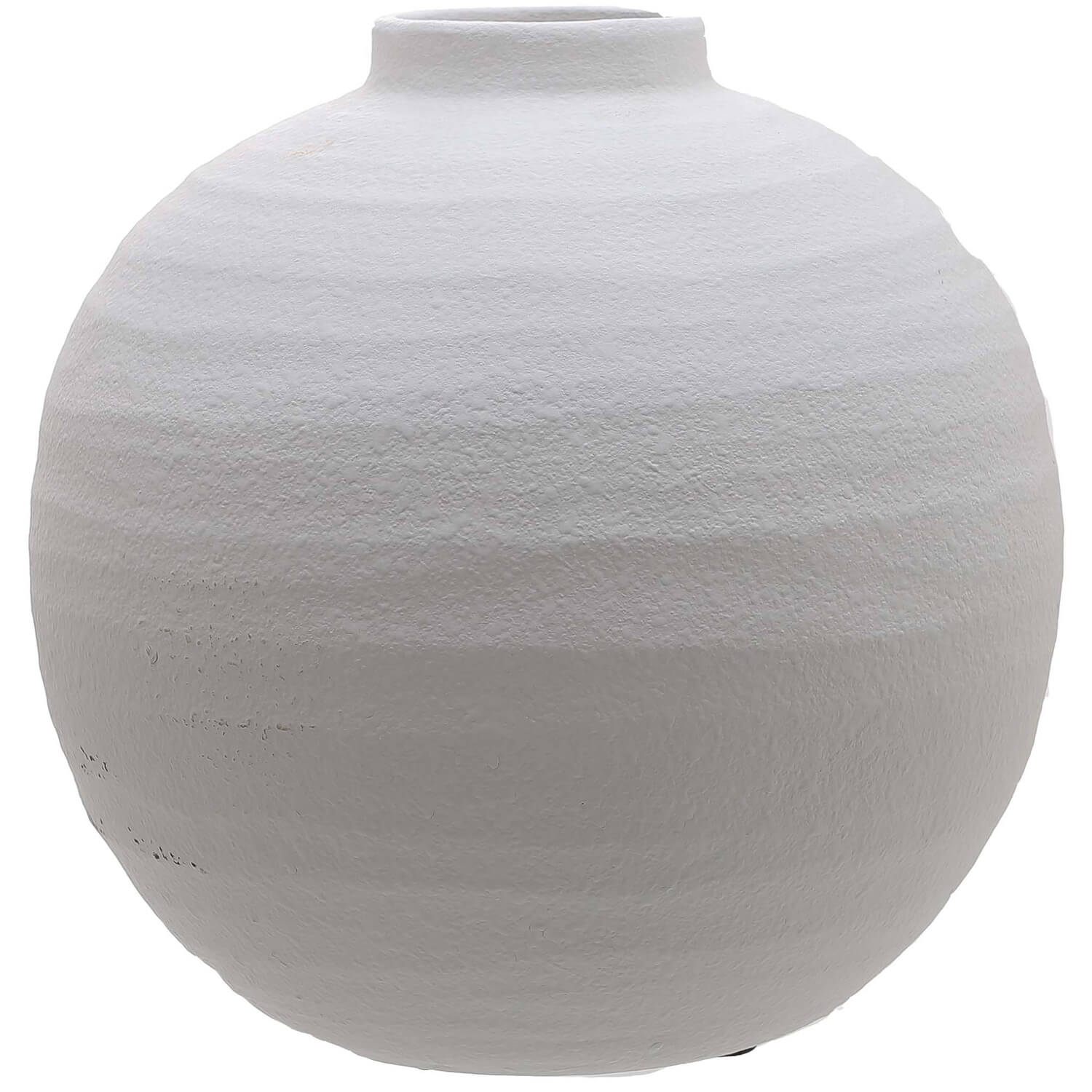 White ceramic vase with textured grooves, perfect for floral arrangements in modern or Scandinavian interiors.  by Sostter at brixbailey.com